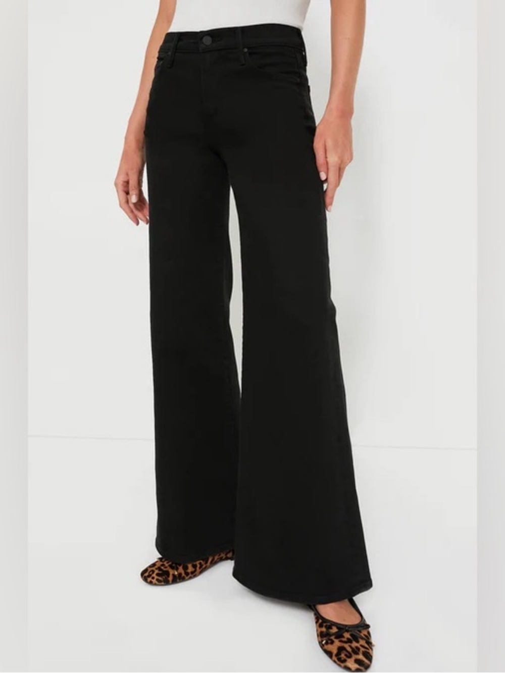 NWOT’S Mother The Twister Sneak Pitch Black Jeans Womens Sz 27 Denim Wide Leg
